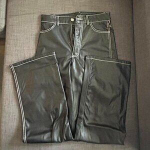 Garage wide leg leather pants